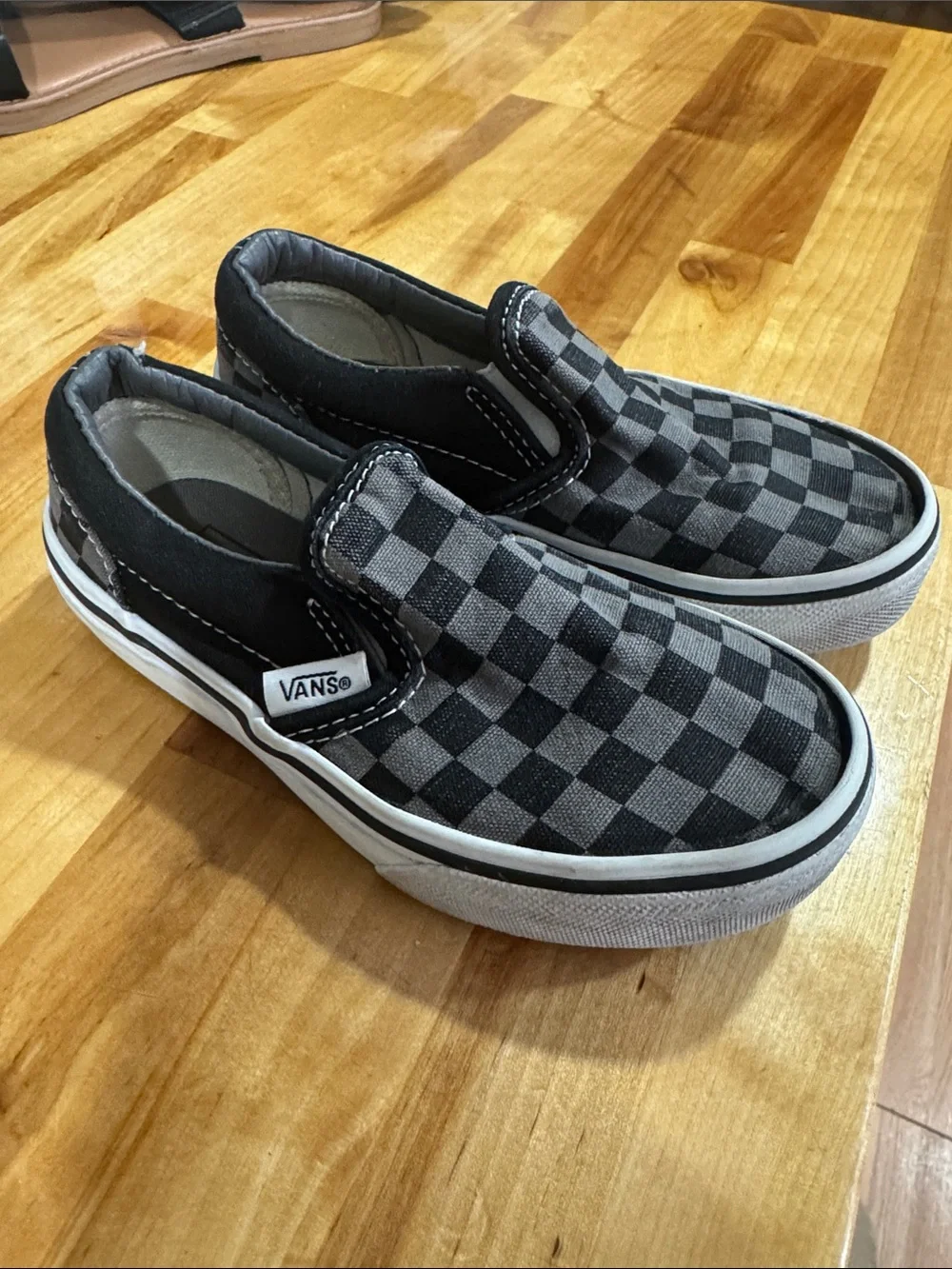 Vans Kids Slip-On Checkerboard Sneakers - Black & Gray